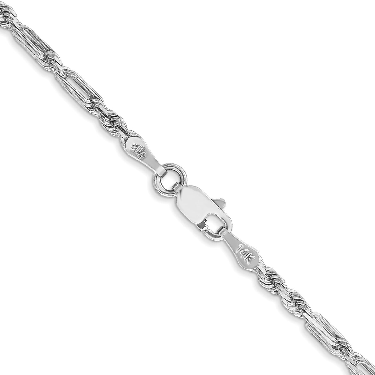 14k White Gold 2.5mm D/C Milano Rope Chain-WMIL045-24