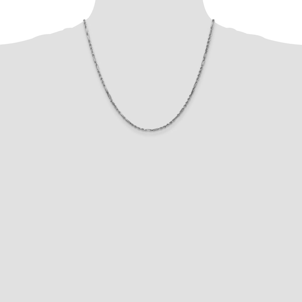14k White Gold 2.5mm D/C Milano Rope Chain-WMIL045-20
