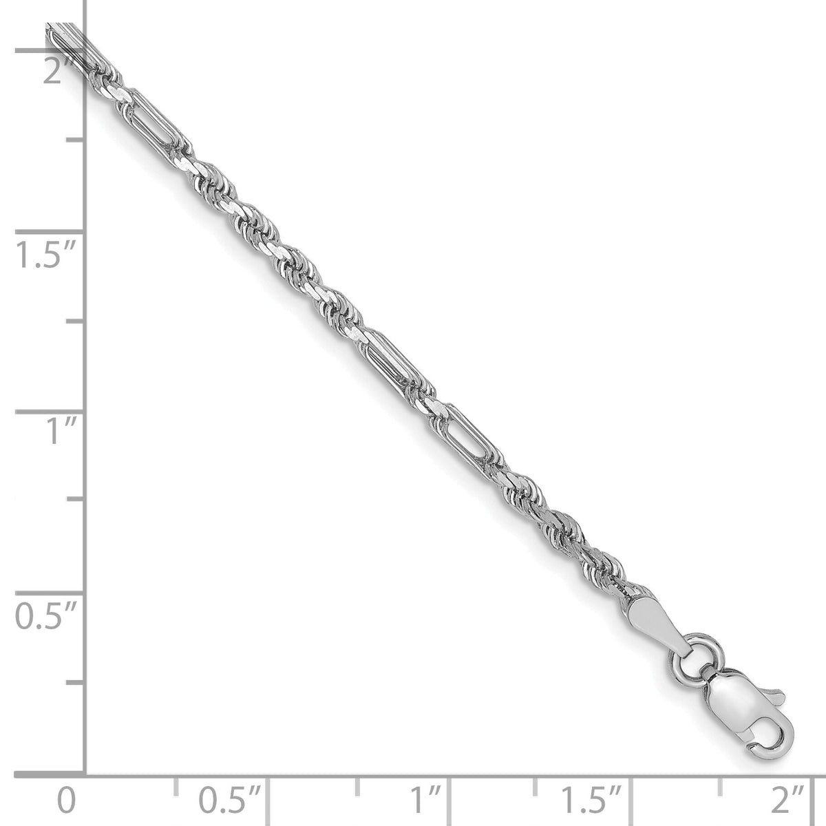 14k White Gold 2.5mm D/C Milano Rope Chain-WMIL045-8