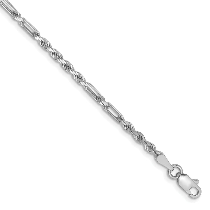 14k White Gold 2.5mm D/C Milano Rope Chain-WMIL045-8