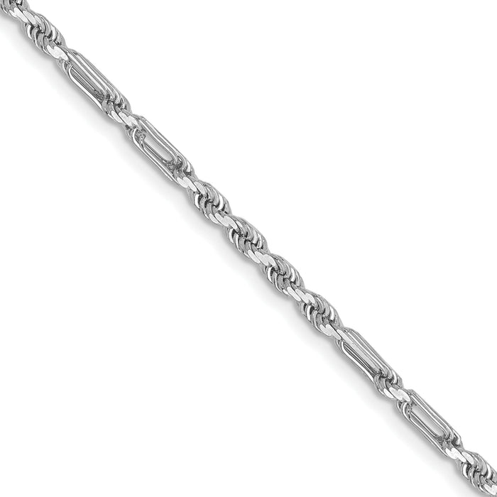 14k White Gold 2.5mm D/C Milano Rope Chain-WMIL045-24