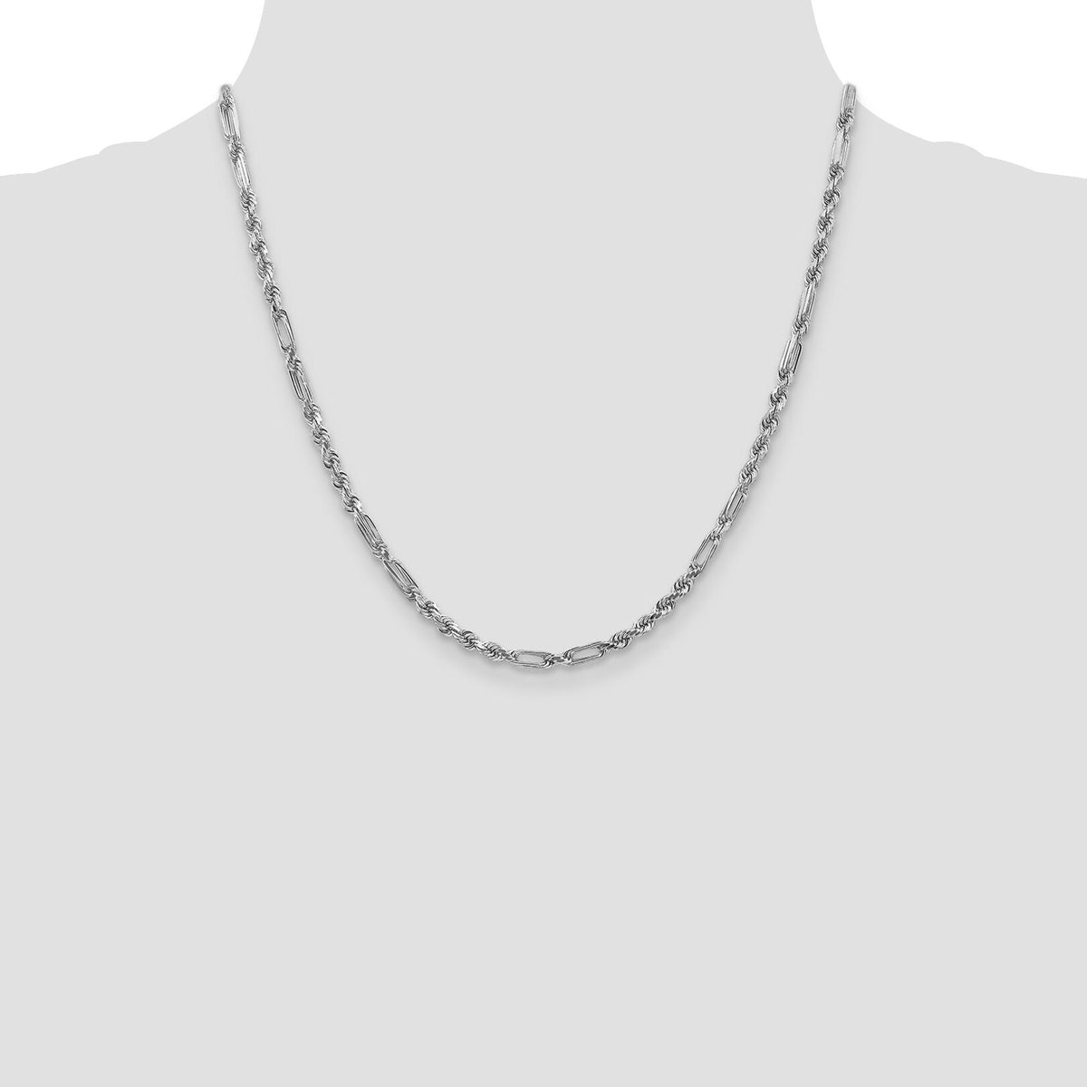 14k White Gold 3.0mm D/C Milano Rope Chain-WMIL060-20