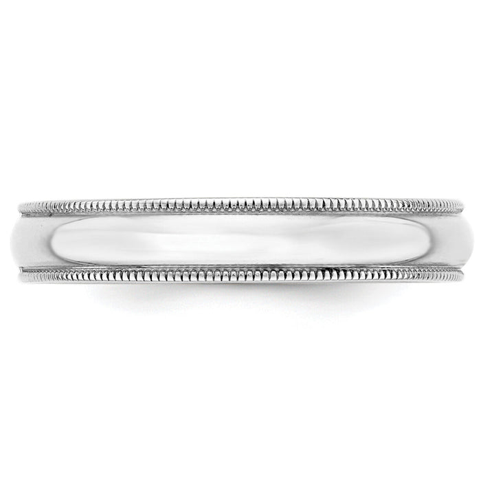 14KW 4mm LTW Milgrain Half Round Band-WML040