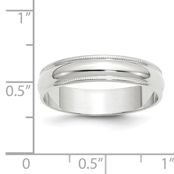 14KW 5mm LTW Milgrain Half Round Band-WML050
