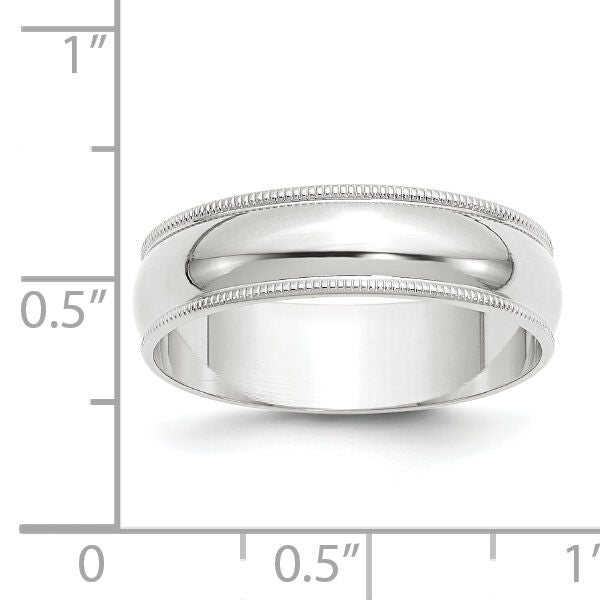14KW 6mm LTW Milgrain Half Round Band-WML060