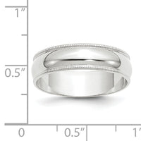 14KW 6mm LTW Milgrain Half Round Band-WML060