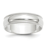 14KW 6mm LTW Milgrain Half Round Band-WML060