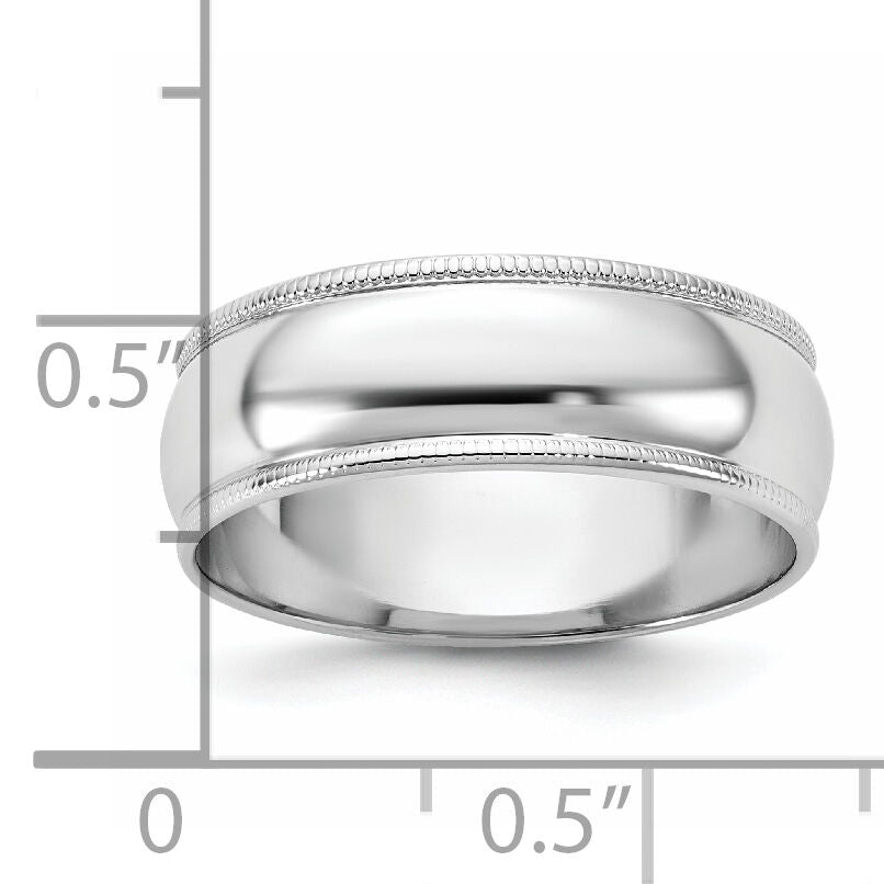 14KW 6.5mm LTW Milgrain Half Round Band-WML065