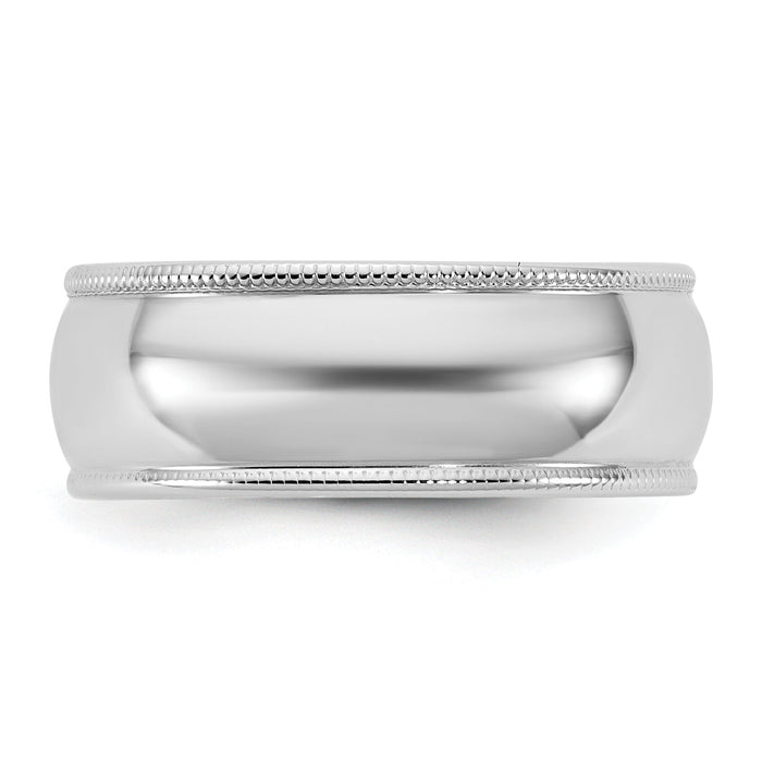 14KW 7mm LTW Milgrain Half Round Band-WML070