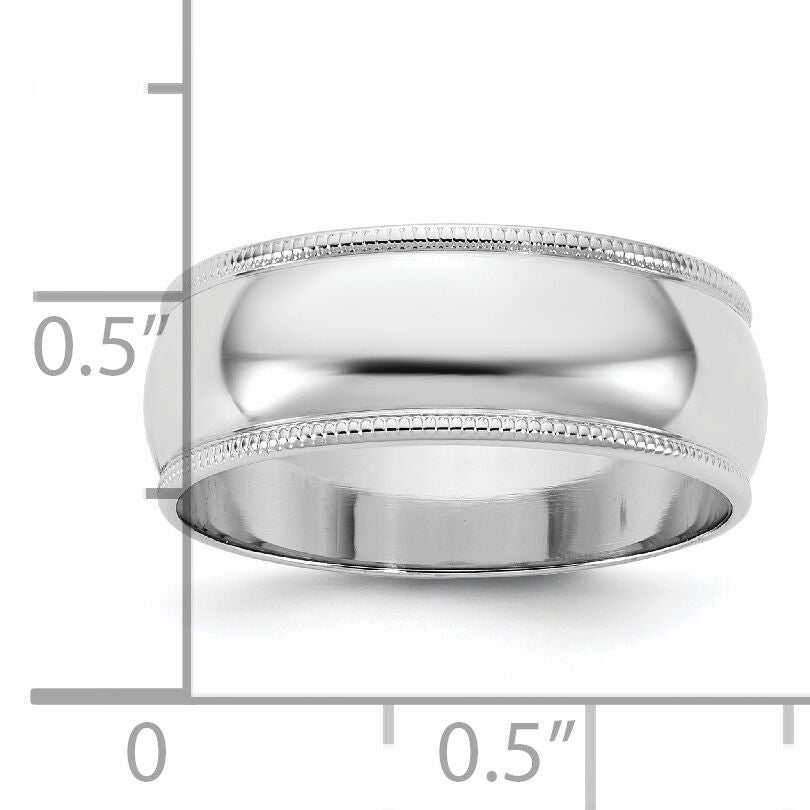 14KW 7mm LTW Milgrain Half Round Band-WML070