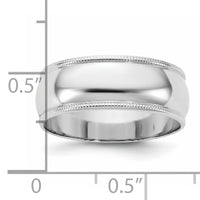 14KW 7mm LTW Milgrain Half Round Band-WML070