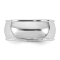 14KW 8mm LTW Milgrain Half Round Band-WML080