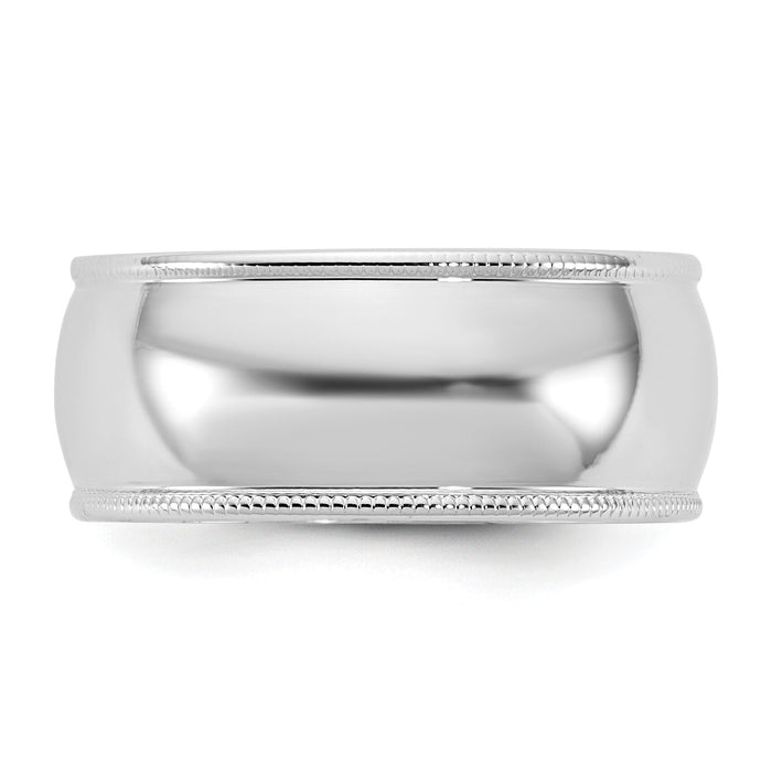 14KW 8mm LTW Milgrain Half Round Band-WML080