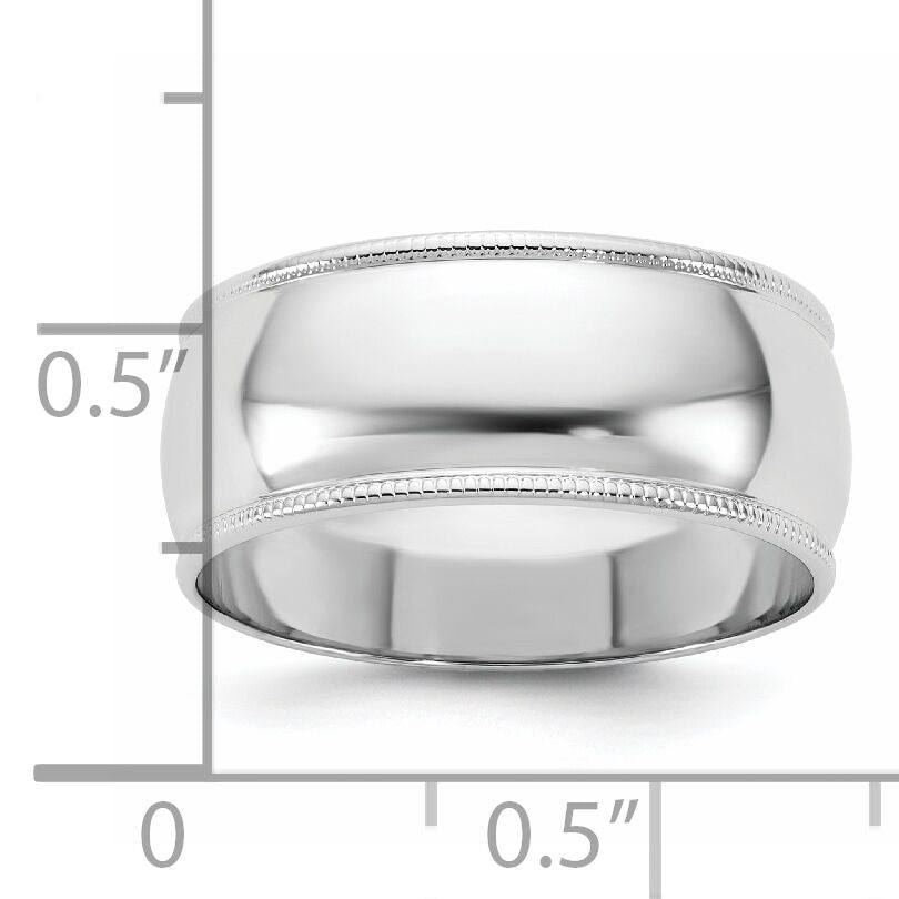 14KW 8mm LTW Milgrain Half Round Band-WML080