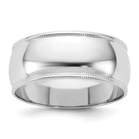 14KW 8mm LTW Milgrain Half Round Band-WML080