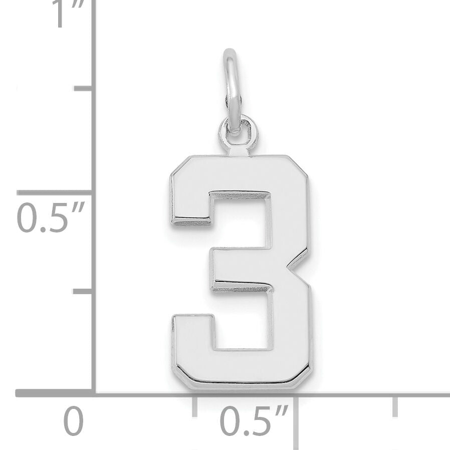 14kw  Medium Polished Number 3 Charm-WMP03