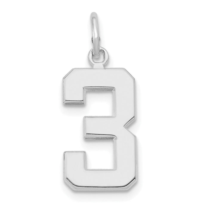 14kw  Medium Polished Number 3 Charm-WMP03