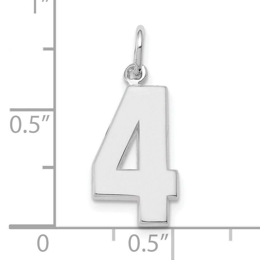 14kw  Medium Polished Number 4 Charm-WMP04