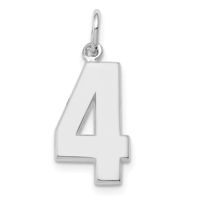 14kw  Medium Polished Number 4 Charm-WMP04