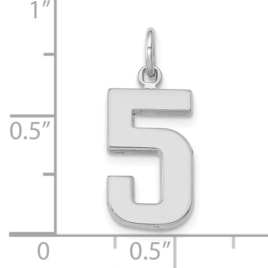 14kw Medium Polished Number 5 Charm-WMP05