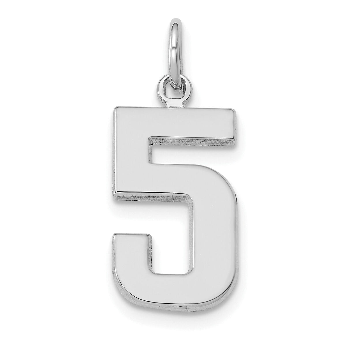 14kw Medium Polished Number 5 Charm-WMP05