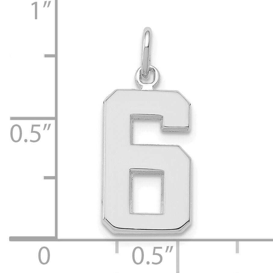 14kw Medium Polished Number 6 Charm-WMP06
