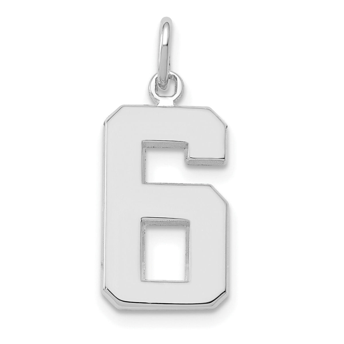 14kw Medium Polished Number 6 Charm-WMP06