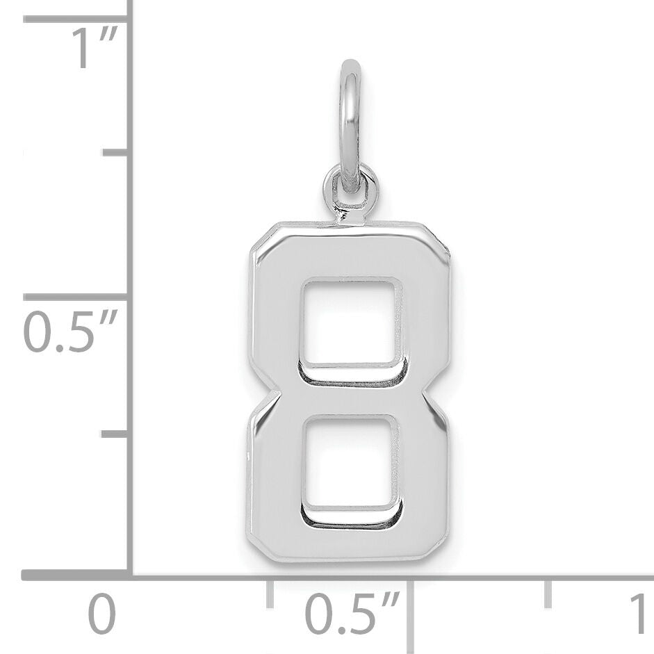 14kw Medium Polished Number 8 Charm-WMP08