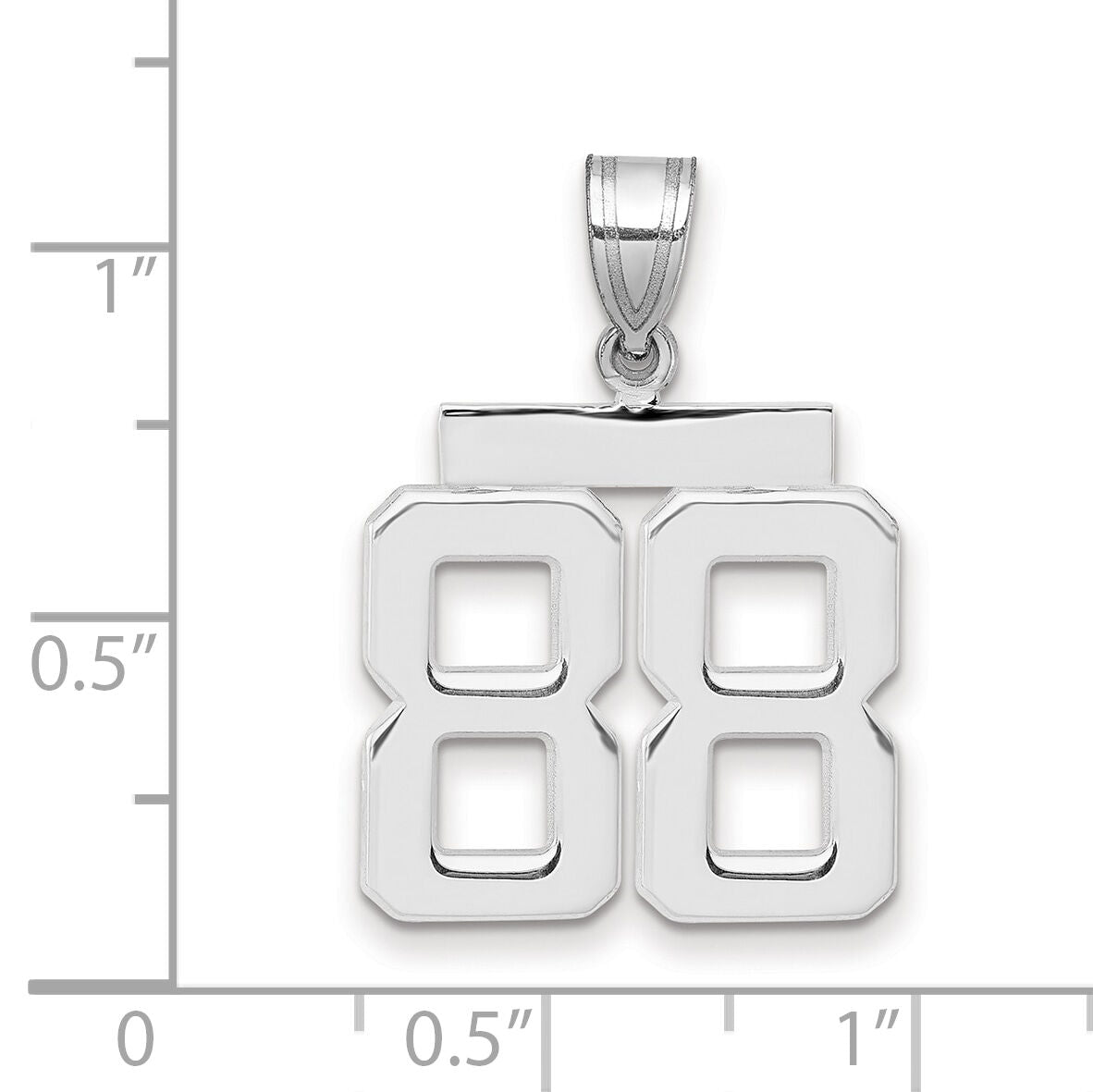 14kw Medium Polished Number 88 Charm-WMP88