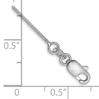 14k White Gold .6mm Octagonal Snake Chain Anklet-WOS080-9