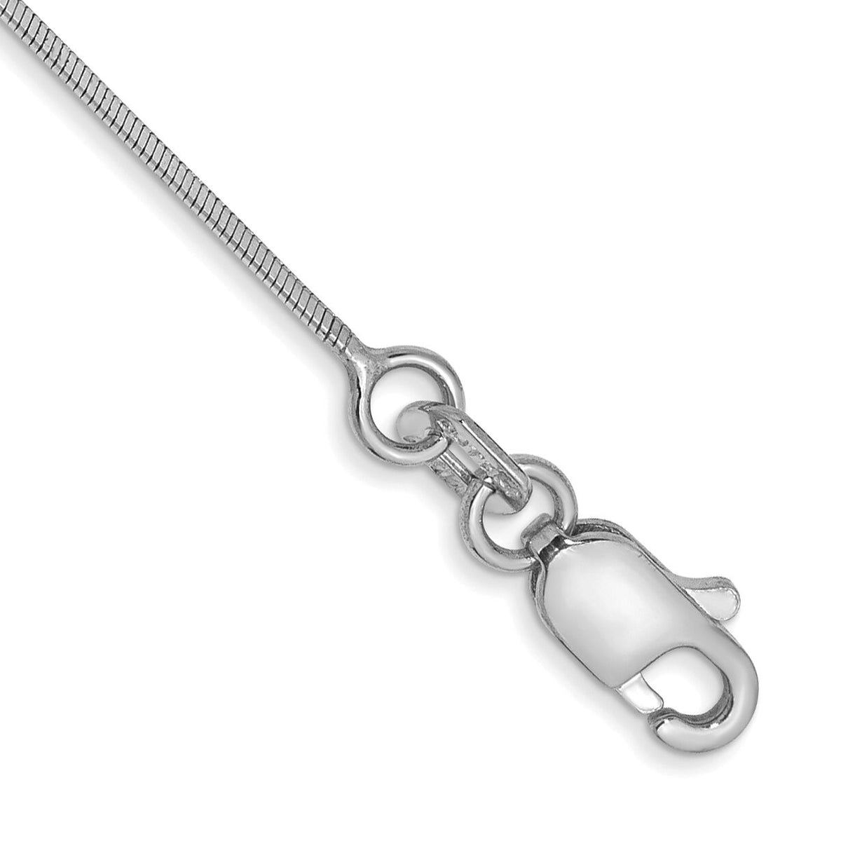 14k White Gold .6mm Octagonal Snake Chain Anklet-WOS080-10