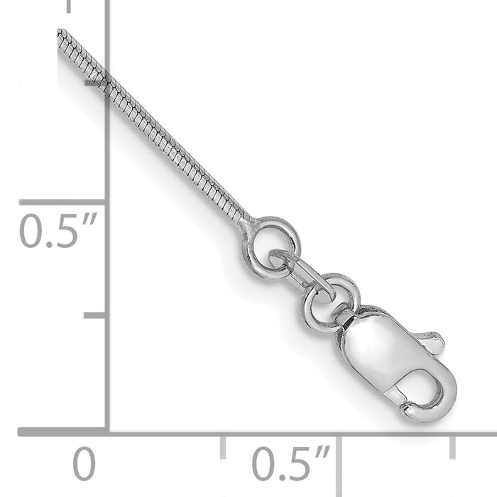14k White Gold .8mm Octagonal Snake Chain Anklet-WOS100-10