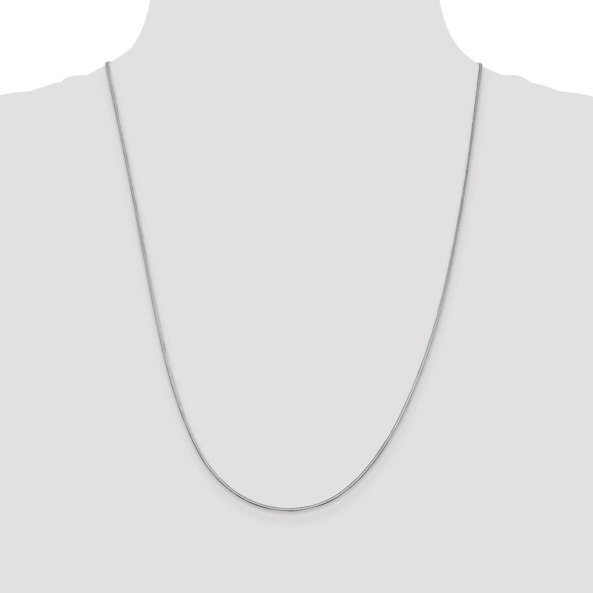 14k White Gold 1mm Octagonal Snake Chain-WOS150-24