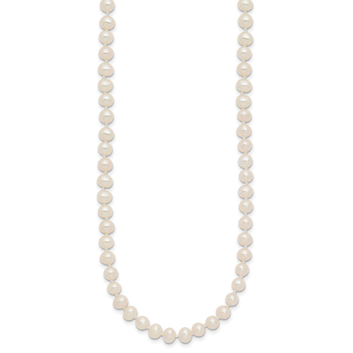 14k 4-5mm White Near Round Freshwater Cultured Pearl Necklace-WPN040-24