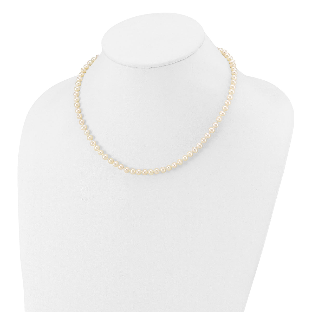 14k 4-5mm White Near Round Freshwater Cultured Pearl Necklace-WPN040-16