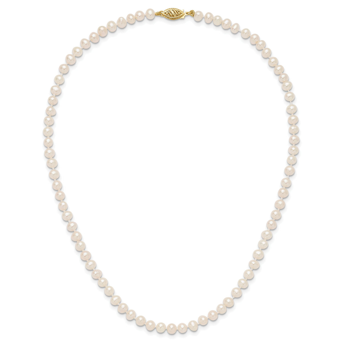 14k 4-5mm White Near Round Freshwater Cultured Pearl Necklace-WPN040-16