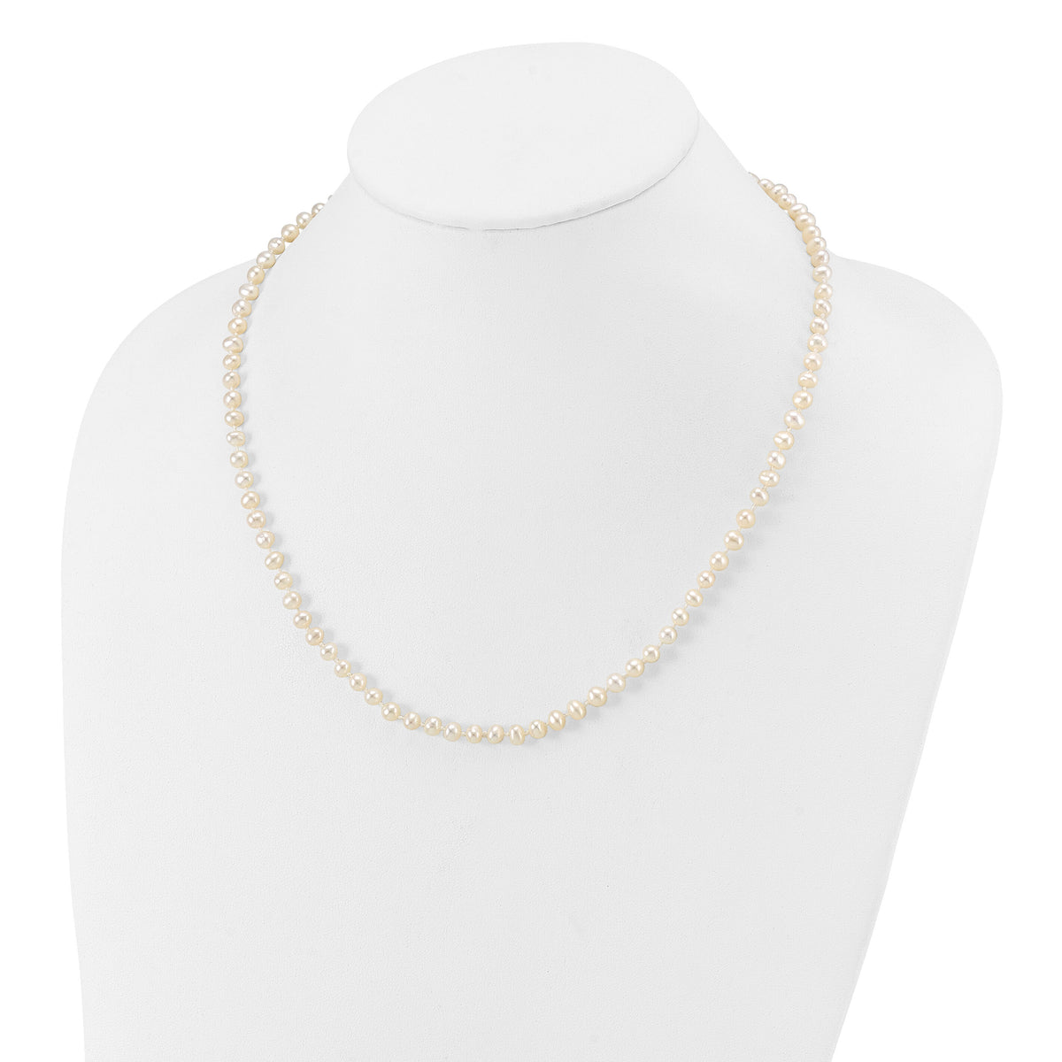 14k 4-5mm White Near Round Freshwater Cultured Pearl Necklace-WPN040-18