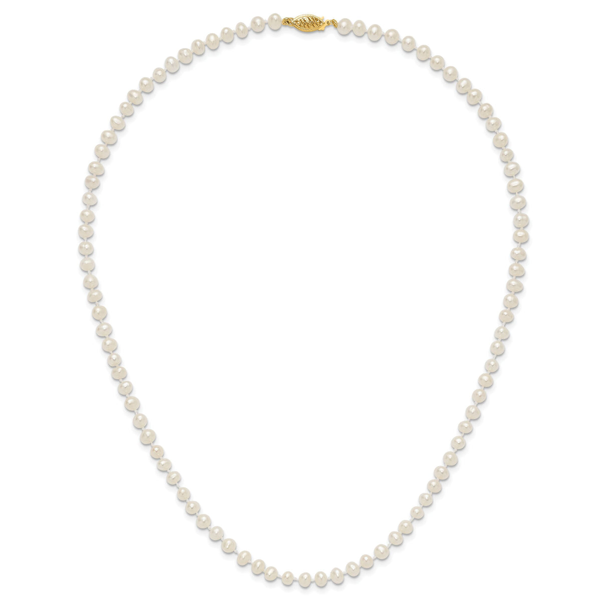 14k 4-5mm White Near Round Freshwater Cultured Pearl Necklace-WPN040-18