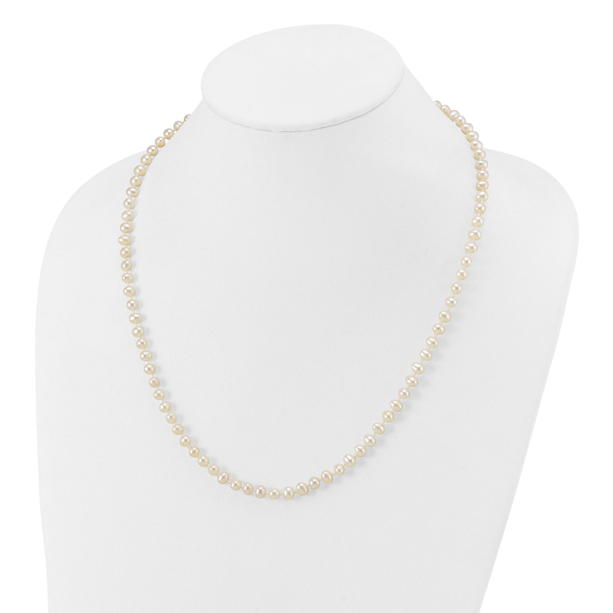 14k 4-5mm White Near Round Freshwater Cultured Pearl Necklace-WPN040-20