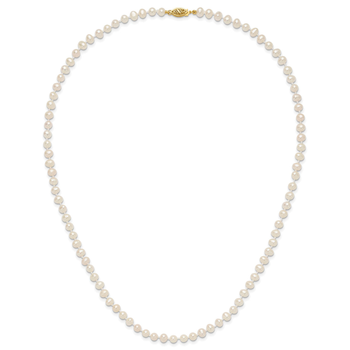 14k 4-5mm White Near Round Freshwater Cultured Pearl Necklace-WPN040-20