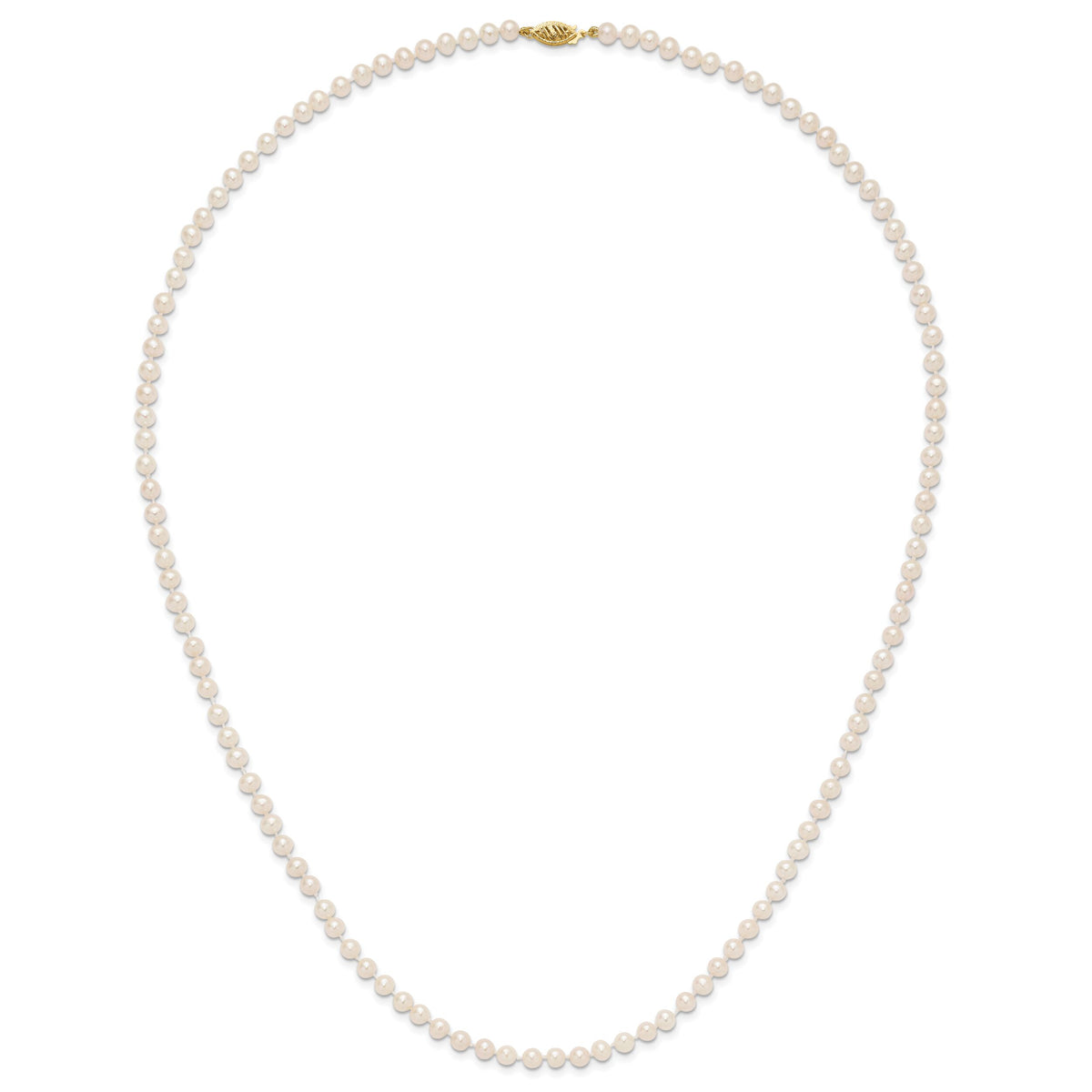 14k 4-5mm White Near Round Freshwater Cultured Pearl Necklace-WPN040-24