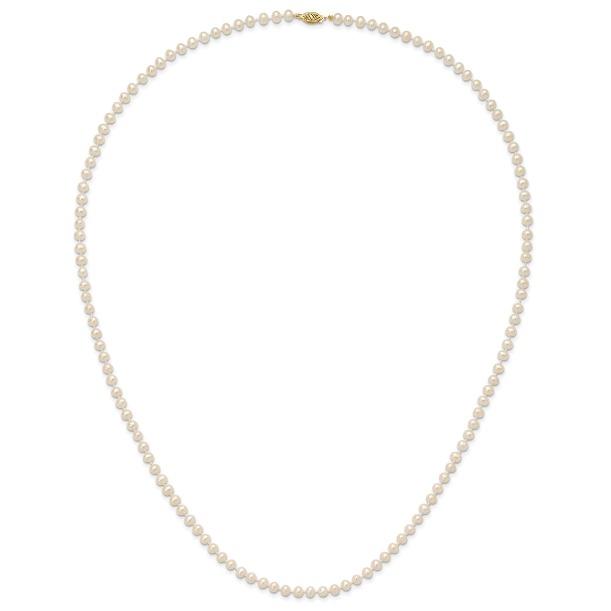 14k 4-5mm White Near Round Freshwater Cultured Pearl Necklace-WPN040-28