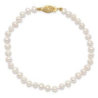 14k 4-5mm White Freshwater Cultured Pearl 8.25in Bracelet-WPN040-8.25