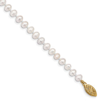 14k 4-5mm White Near Round Freshwater Cultured Pearl Bracelet-WPN040-7.5