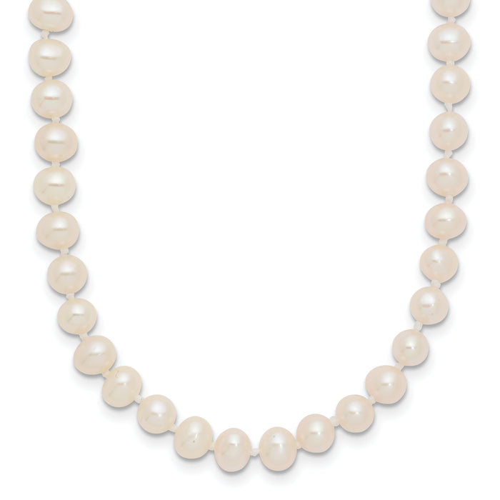 14k 4-5mm White Near Round Freshwater Cultured Pearl Necklace-WPN040-28