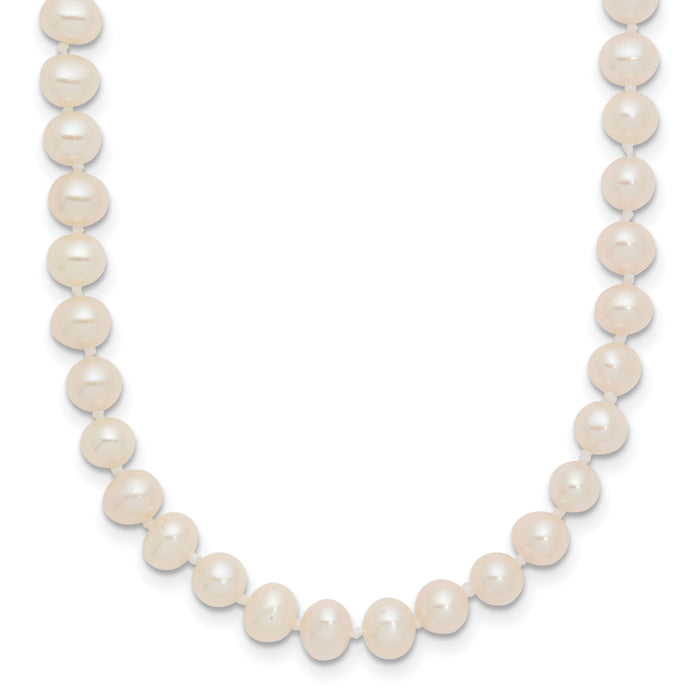 14k 4-5mm White Near Round Freshwater Cultured Pearl Necklace-WPN040-20