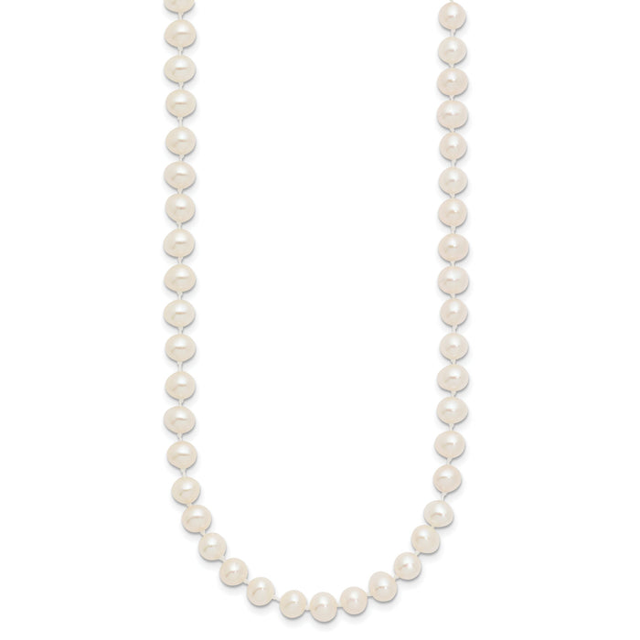 14k 5-6mm White Near Round Freshwater Cultured Pearl Necklace-WPN050-28