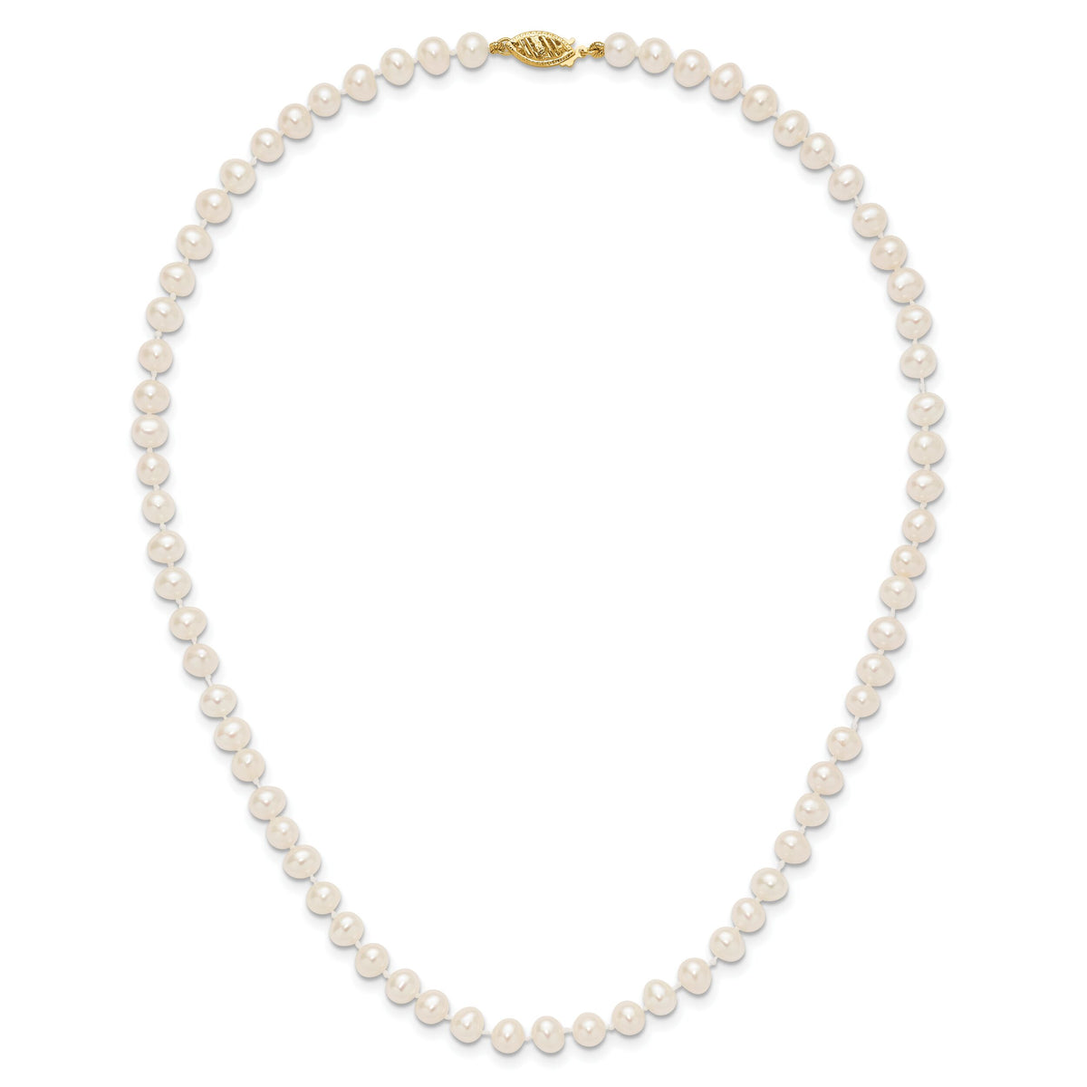 14k 5-6mm White Near Round Freshwater Cultured Pearl Necklace-WPN050-16