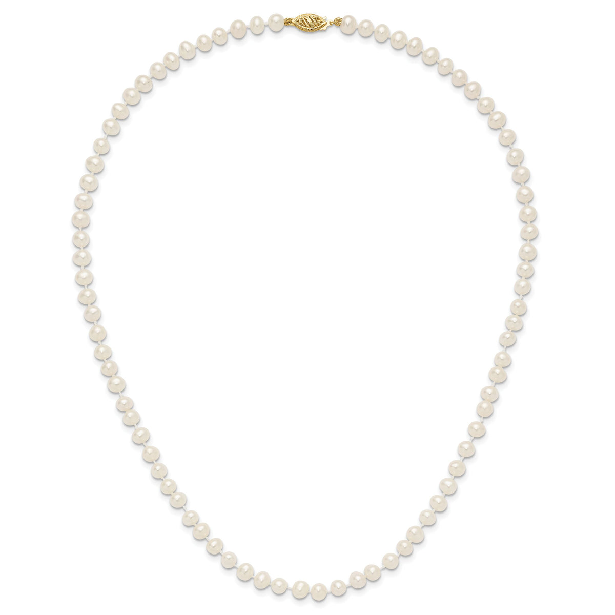 14k 5-6mm White Near Round Freshwater Cultured Pearl Necklace-WPN050-18
