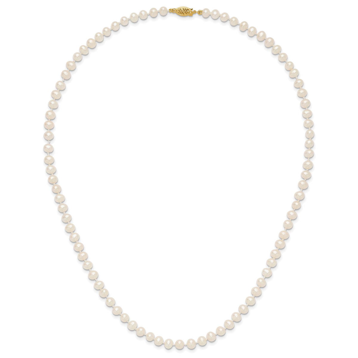 14k 5-6mm White Near Round Freshwater Cultured Pearl Necklace-WPN050-20